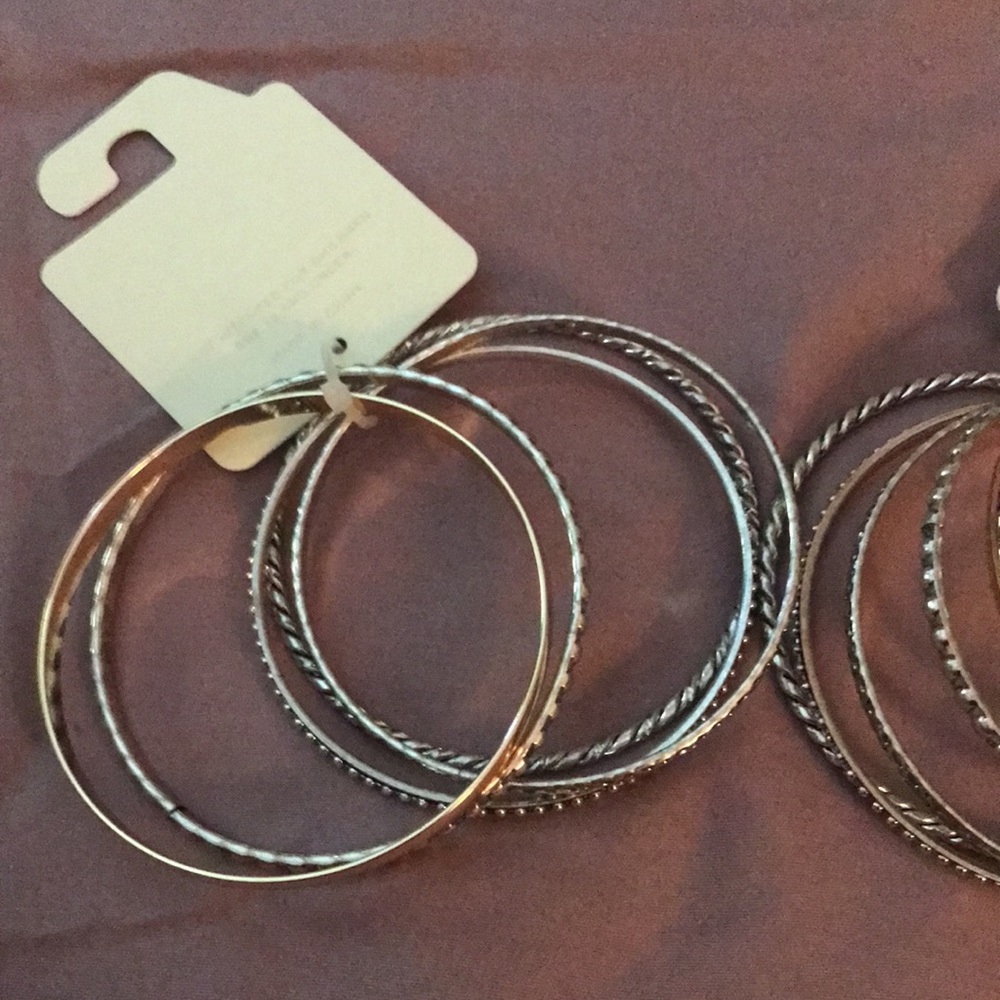 Set of 5 Bangles Silver& Gold - Picture 3 of 5